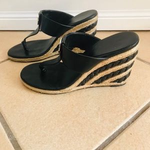 BCBG Black Wedges